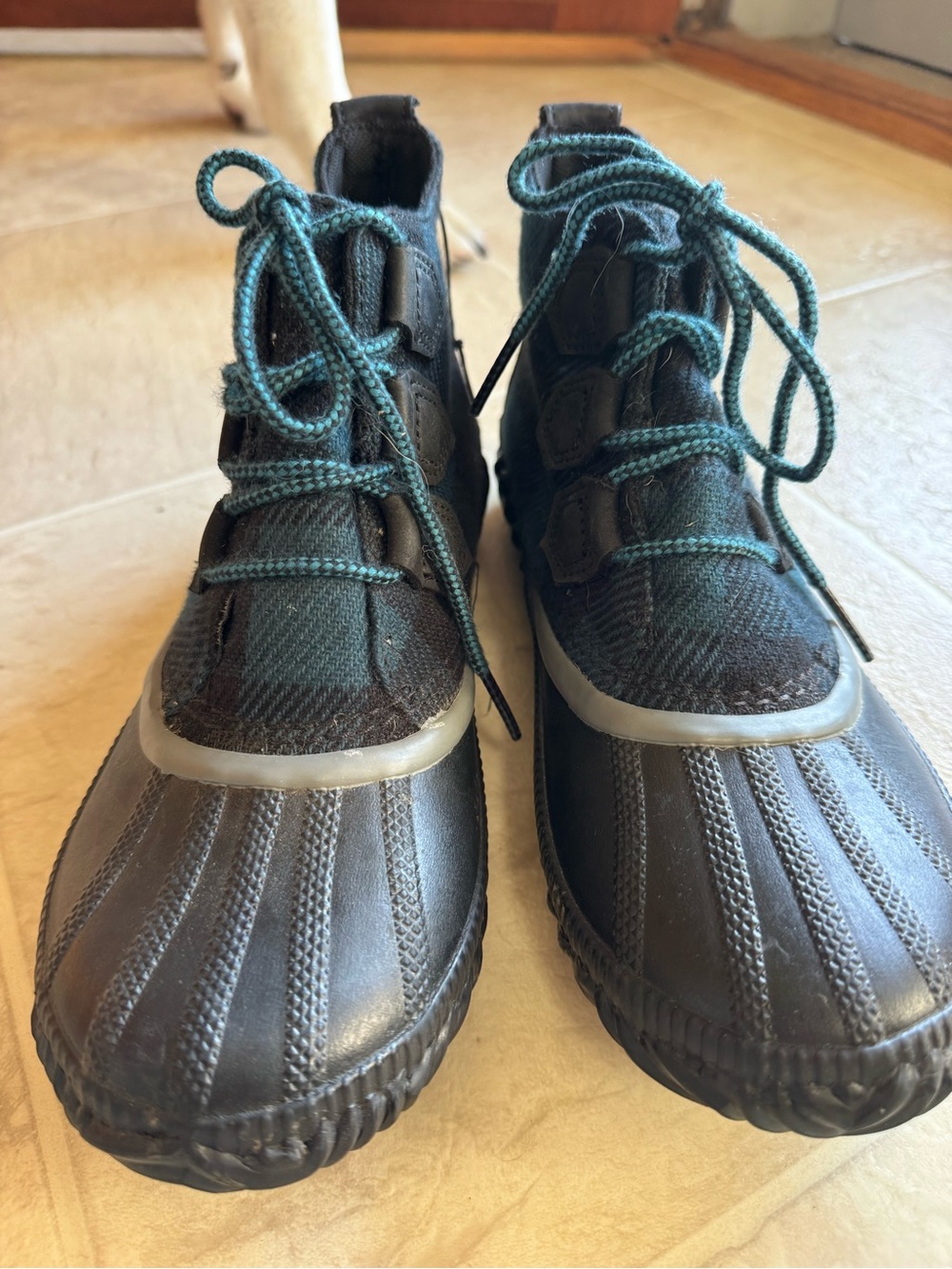 Women’s Waterproof Black and Teal Sorel Duck Boots